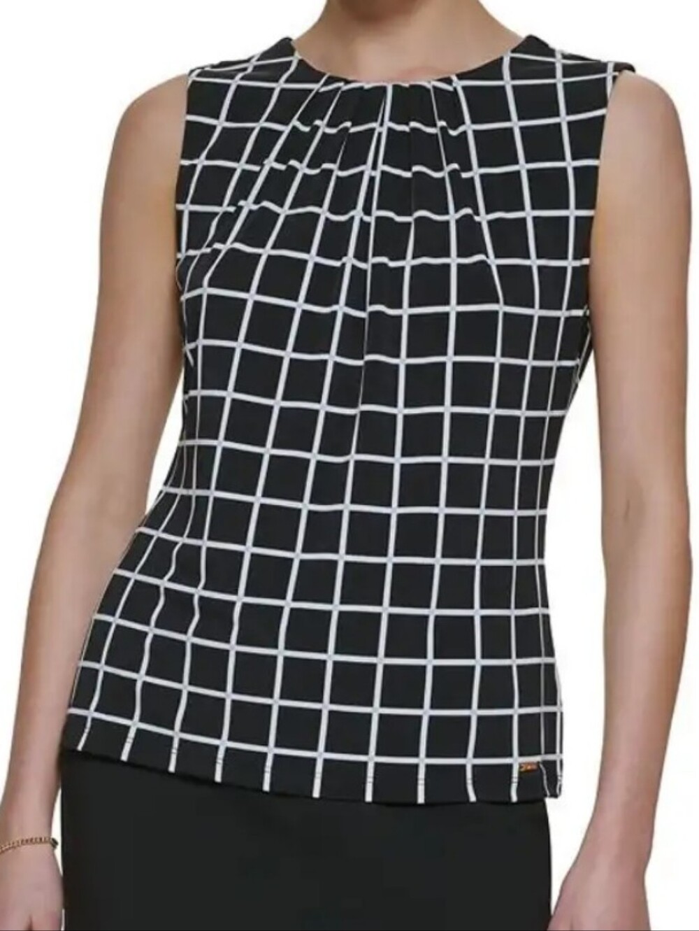 Calvin Klein Black & White Grid Print Skirt